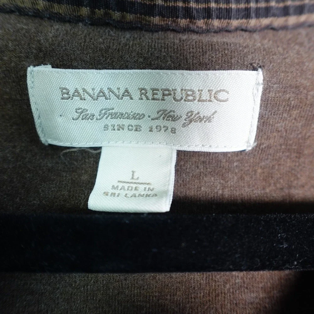 Banana Republic Polo Shirt Mens Large Brown Long Sleeve Cotton Chest Pocket